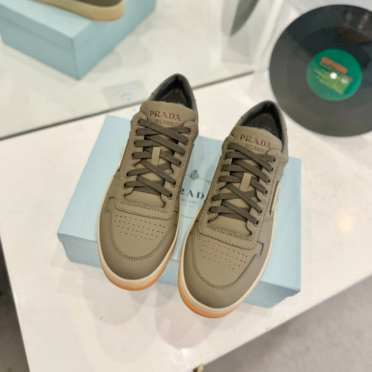 Luxury PradaDOWNTOWN PERFORATED SNEAKERS OLIVE CALFSKIN