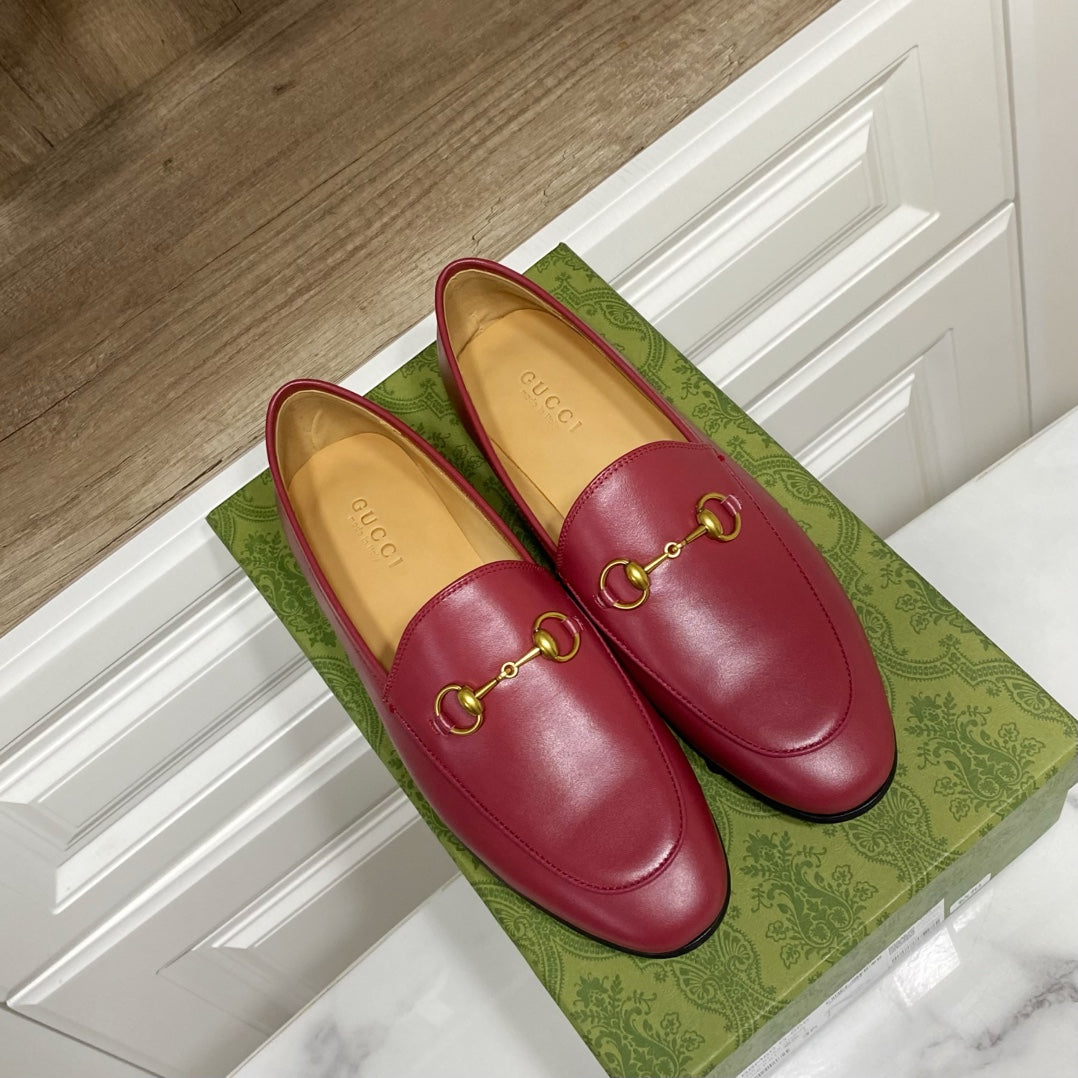 Luxury Gucci GG Jordaan Loafer Dark Red Calfskin