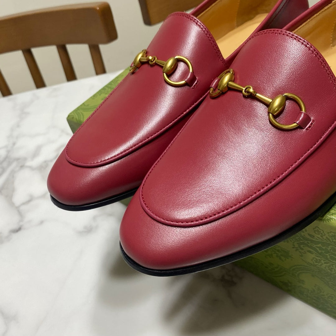 Luxury Gucci GG Jordaan Loafer Dark Red Calfskin