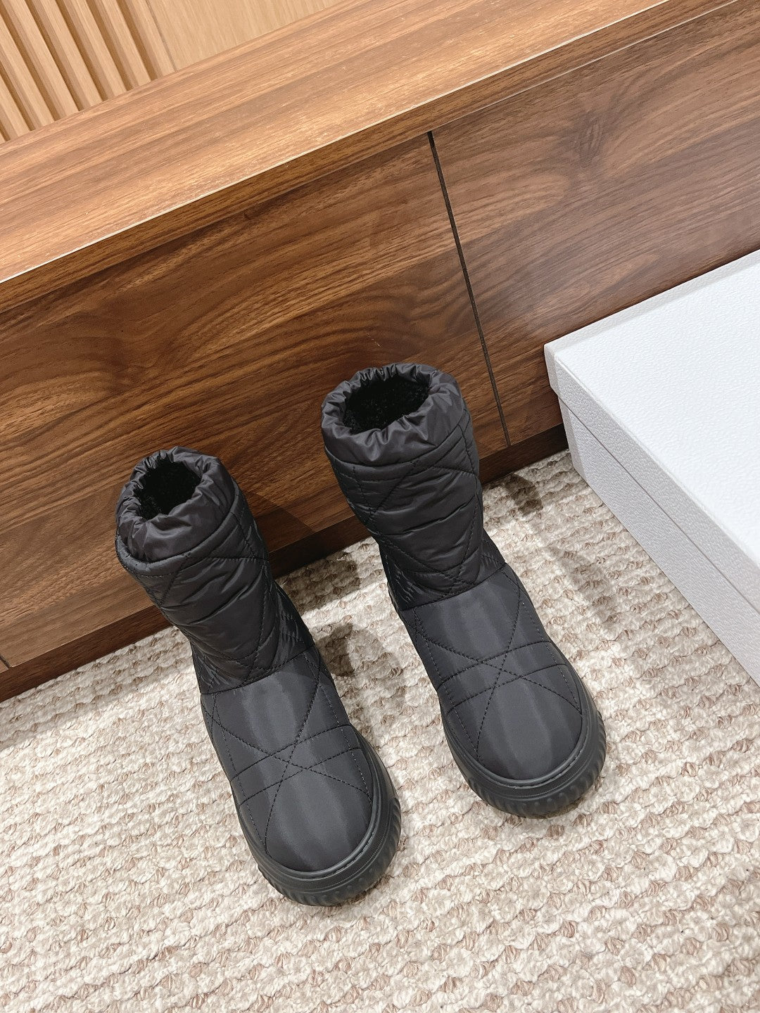 Luxury DiorAnkle Boots Black Quilted Windbreaker Fabric And Fleece