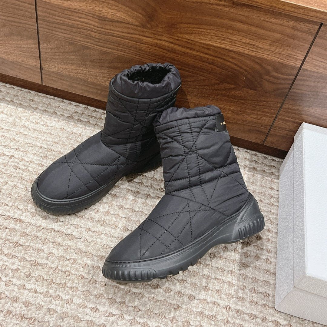 Luxury DiorAnkle Boots Black Quilted Windbreaker Fabric And Fleece