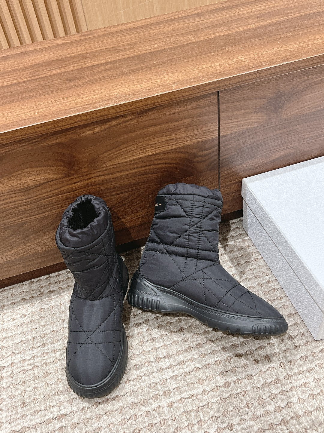 Luxury DiorAnkle Boots Black Quilted Windbreaker Fabric And Fleece