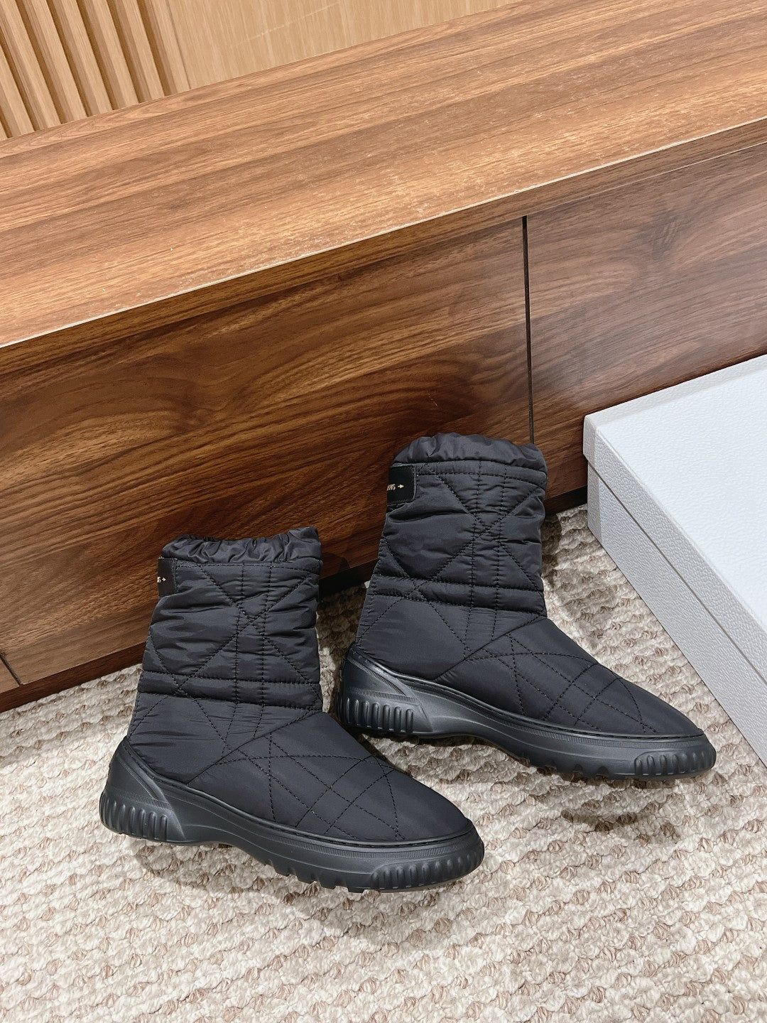 Luxury DiorAnkle Boots Black Quilted Windbreaker Fabric And Fleece