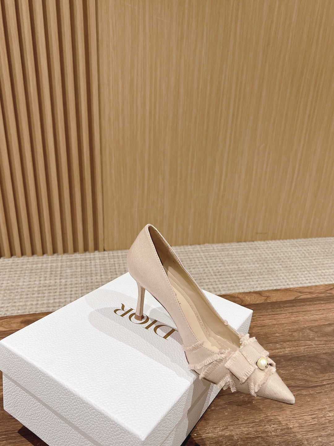 Luxury Diora DIORable pump 80 beige grosgrain lambskin