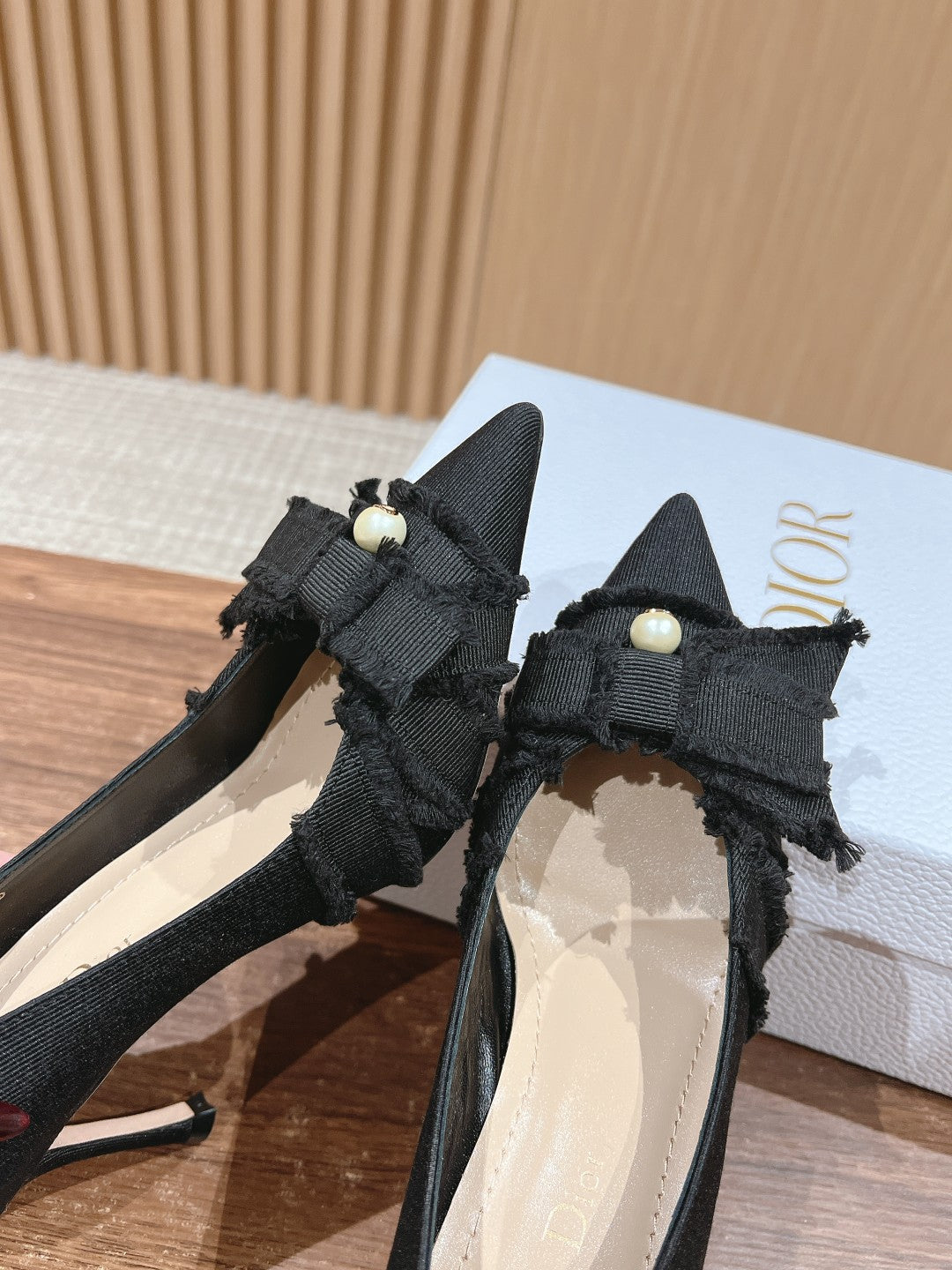Luxury Diora DIORable pump 80 blakc grosgrain beige lambskin
