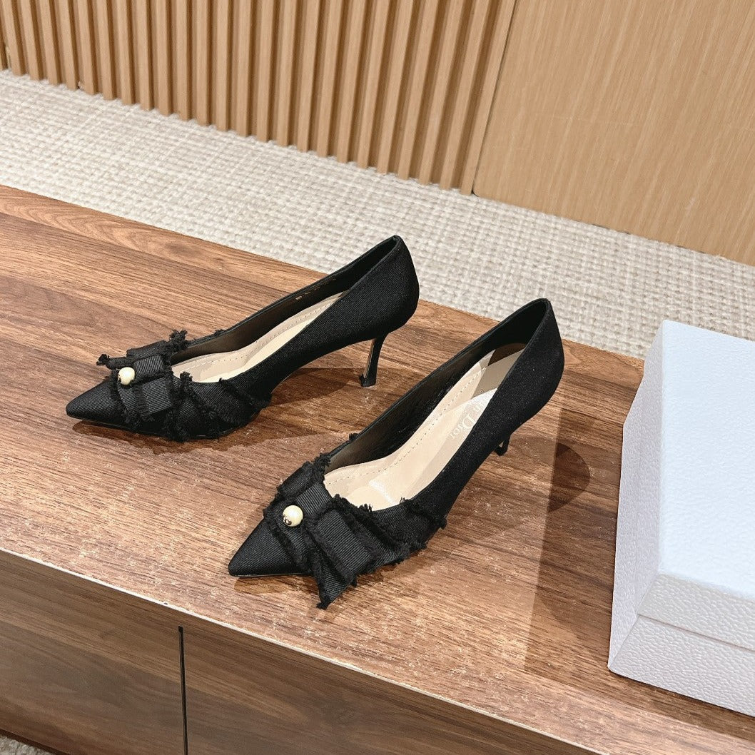 Luxury Diora DIORable pump 80 blakc grosgrain beige lambskin