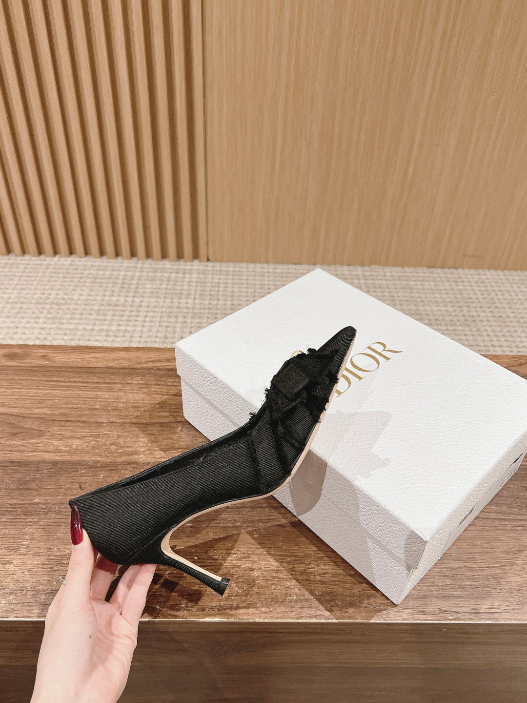 Luxury Diora DIORable pump 80 blakc grosgrain beige lambskin