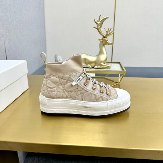 Luxury DiorWalk'n' Luxury DiorSneaker In Nude Beige Mix White Wool And Cowhide 111927