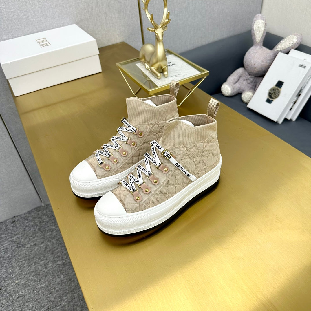 Luxury DiorWalk'n' Luxury DiorSneaker In Nude Beige Mix White Wool And Cowhide 111927