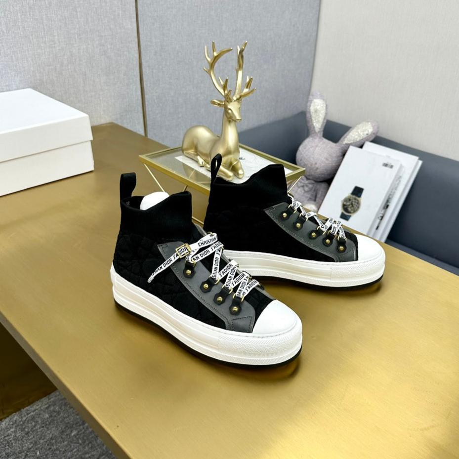 Luxury DiorWalk'n' Luxury DiorSneaker In Black Mix Grey Wool And Cowhide 111931