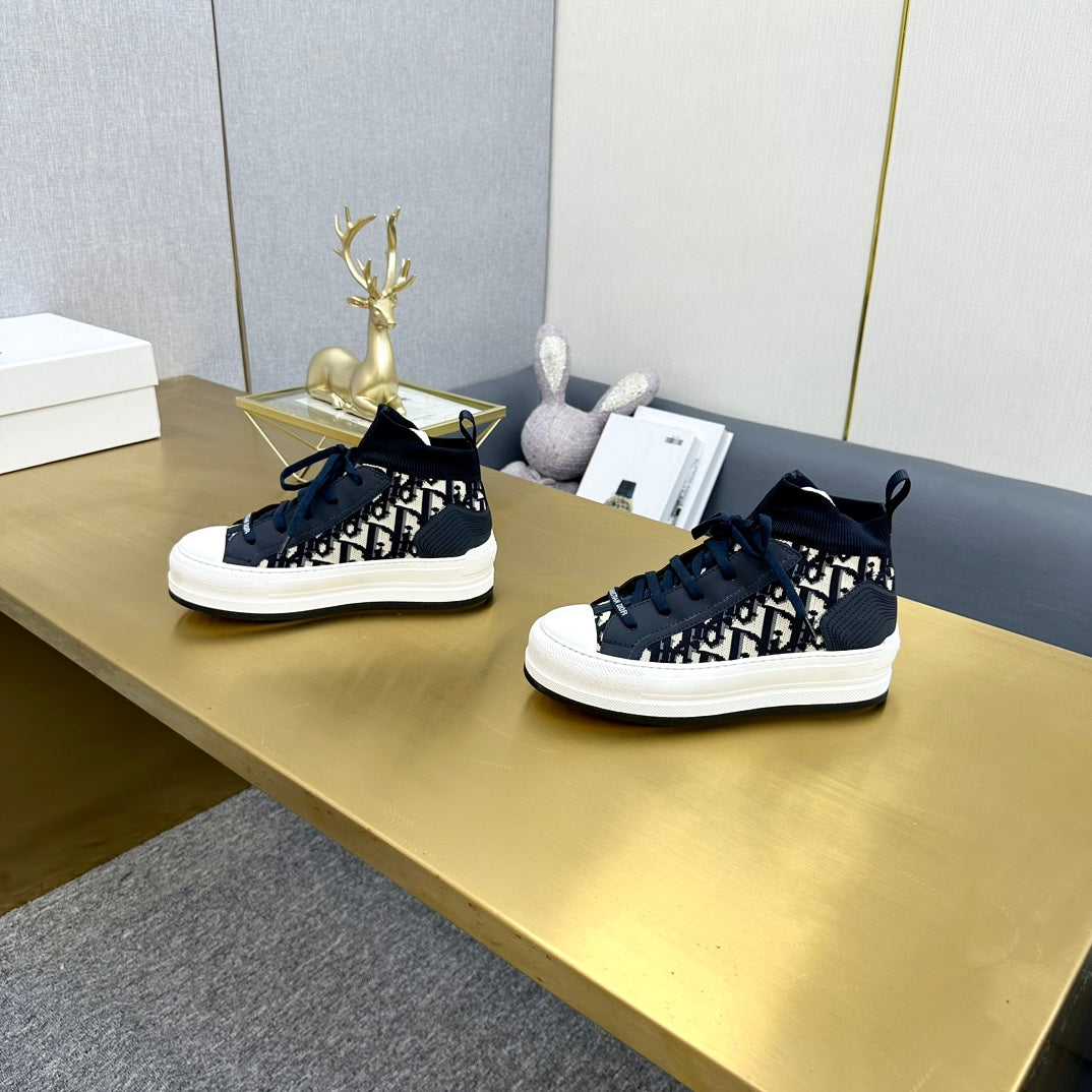 Luxury DiorWalk'n' Luxury DiorSneaker In Black Mix White Monogram Wool And Cowhide 111933