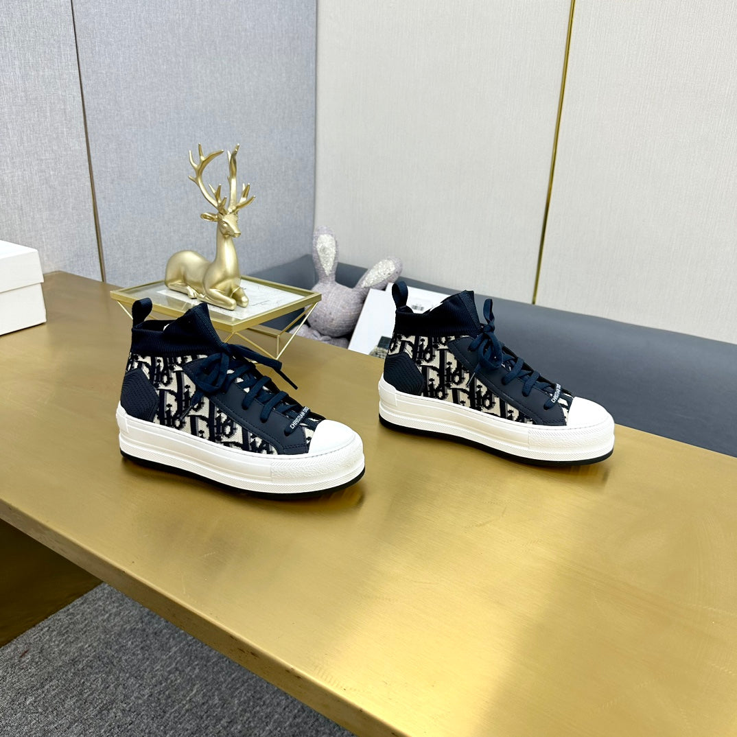 Luxury DiorWalk'n' Luxury DiorSneaker In Black Mix White Monogram Wool And Cowhide 111933