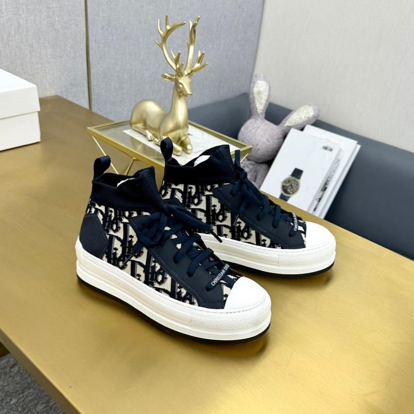 Luxury DiorWalk'n' Luxury DiorSneaker In Black Mix White Monogram Wool And Cowhide 111933