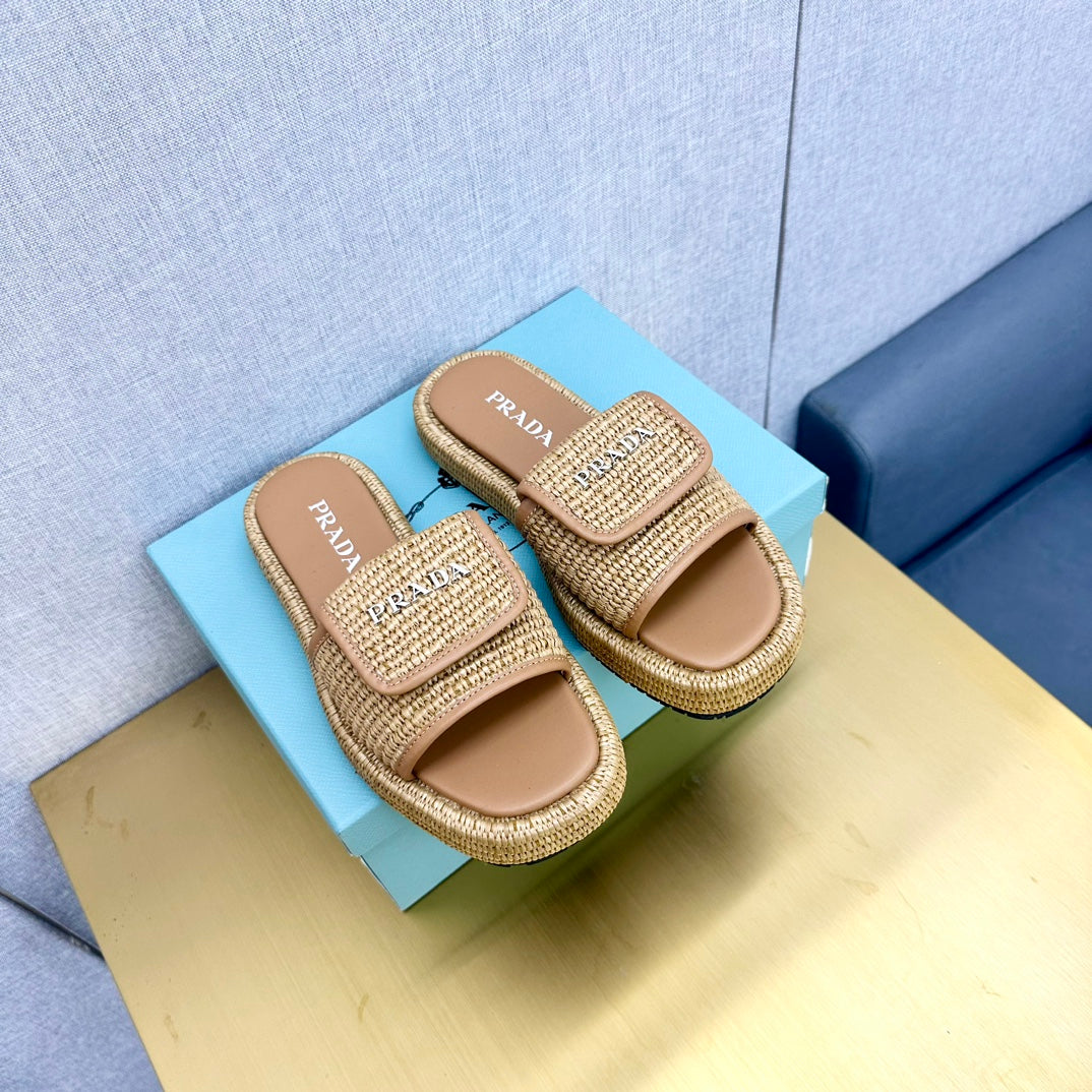 Luxury PradaCrochet Mule 20 Beige