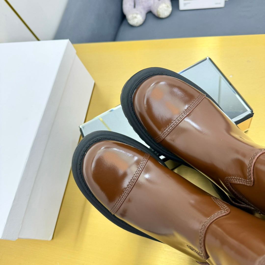 Luxury DiorAnkle Boot In Glossy Brown Red Cowhide 111760