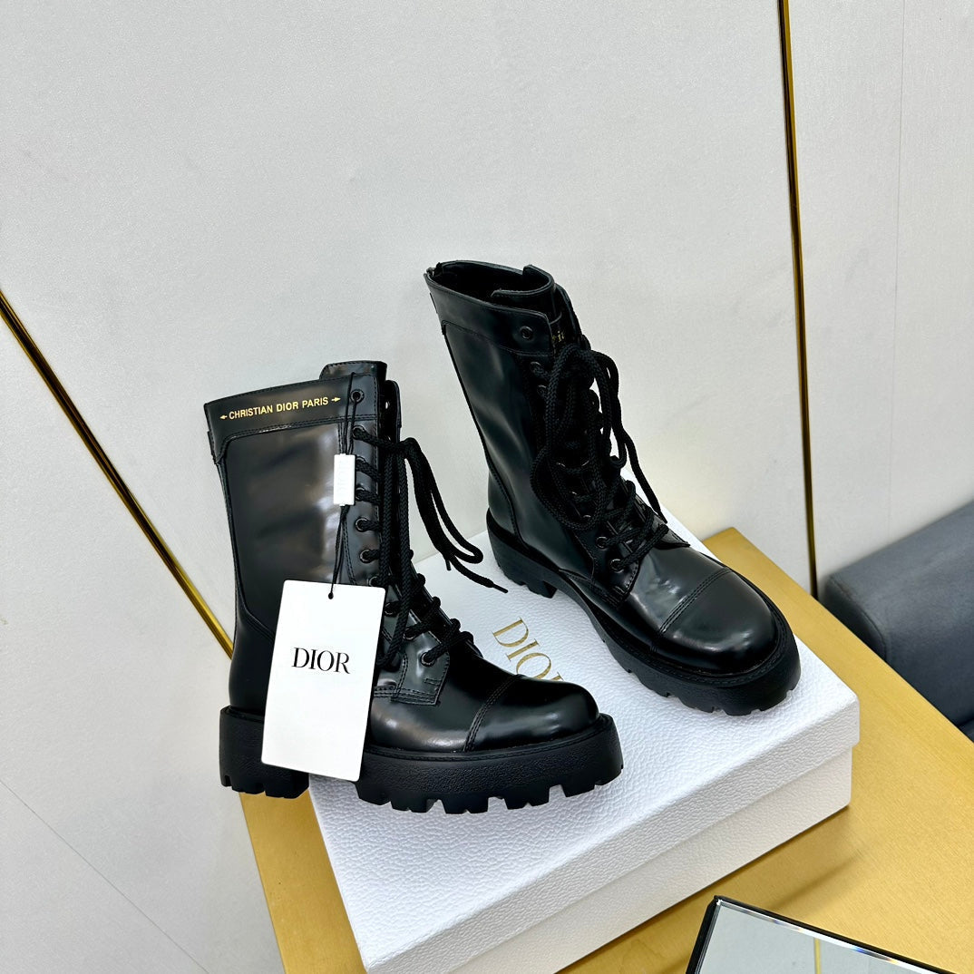 Luxury DiorD-Unit Ankle Boot 40mm In Plain Black Calfskin 111776