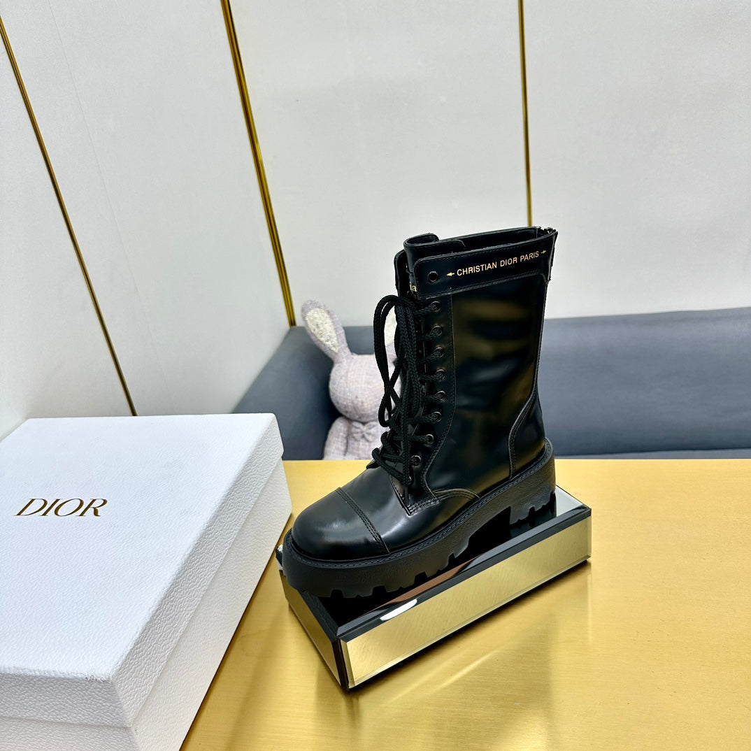Luxury DiorD-Unit Ankle Boot 40mm In Plain Black Calfskin 111776