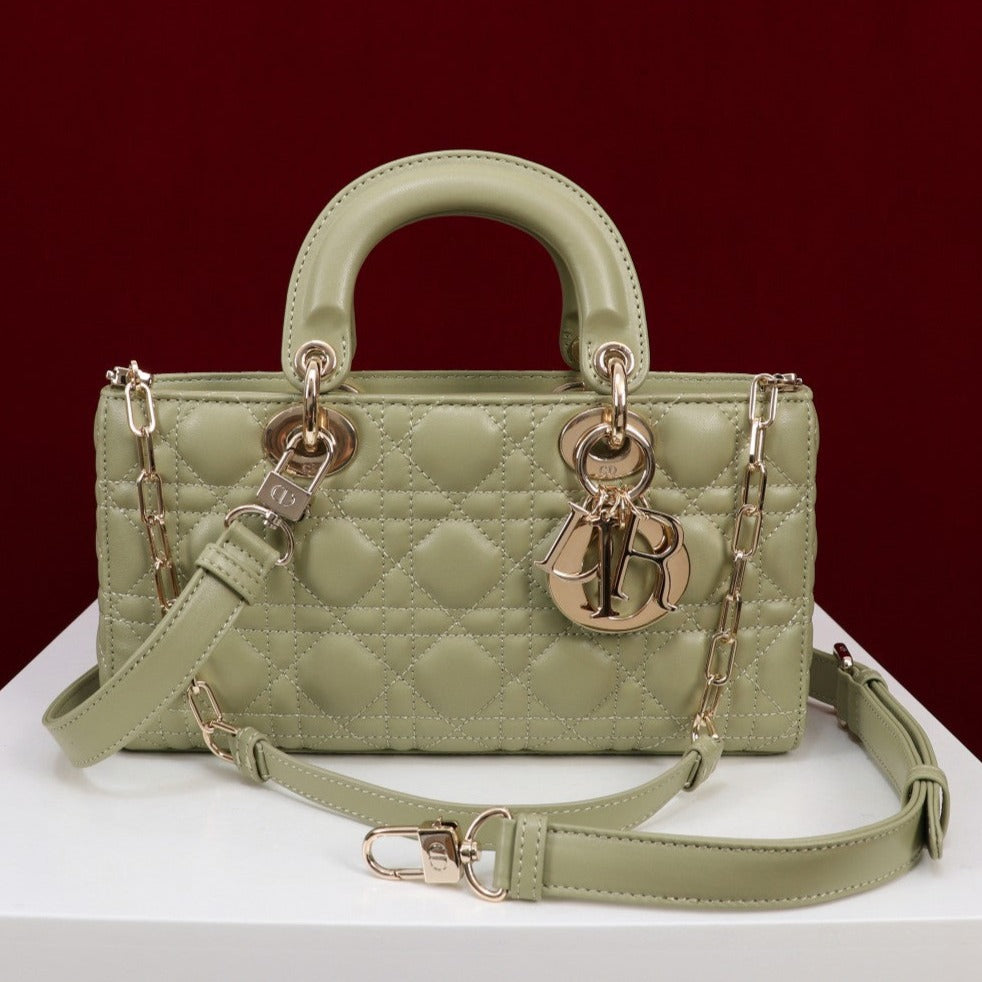 Luxury Diormedium lady d-joy 26 khaki green lambskin