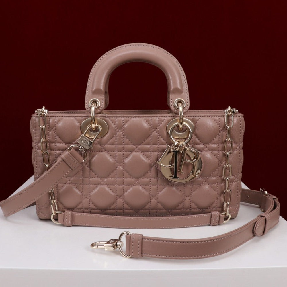 Luxury Diormedium lady d-joy 26 chocolate lambskin