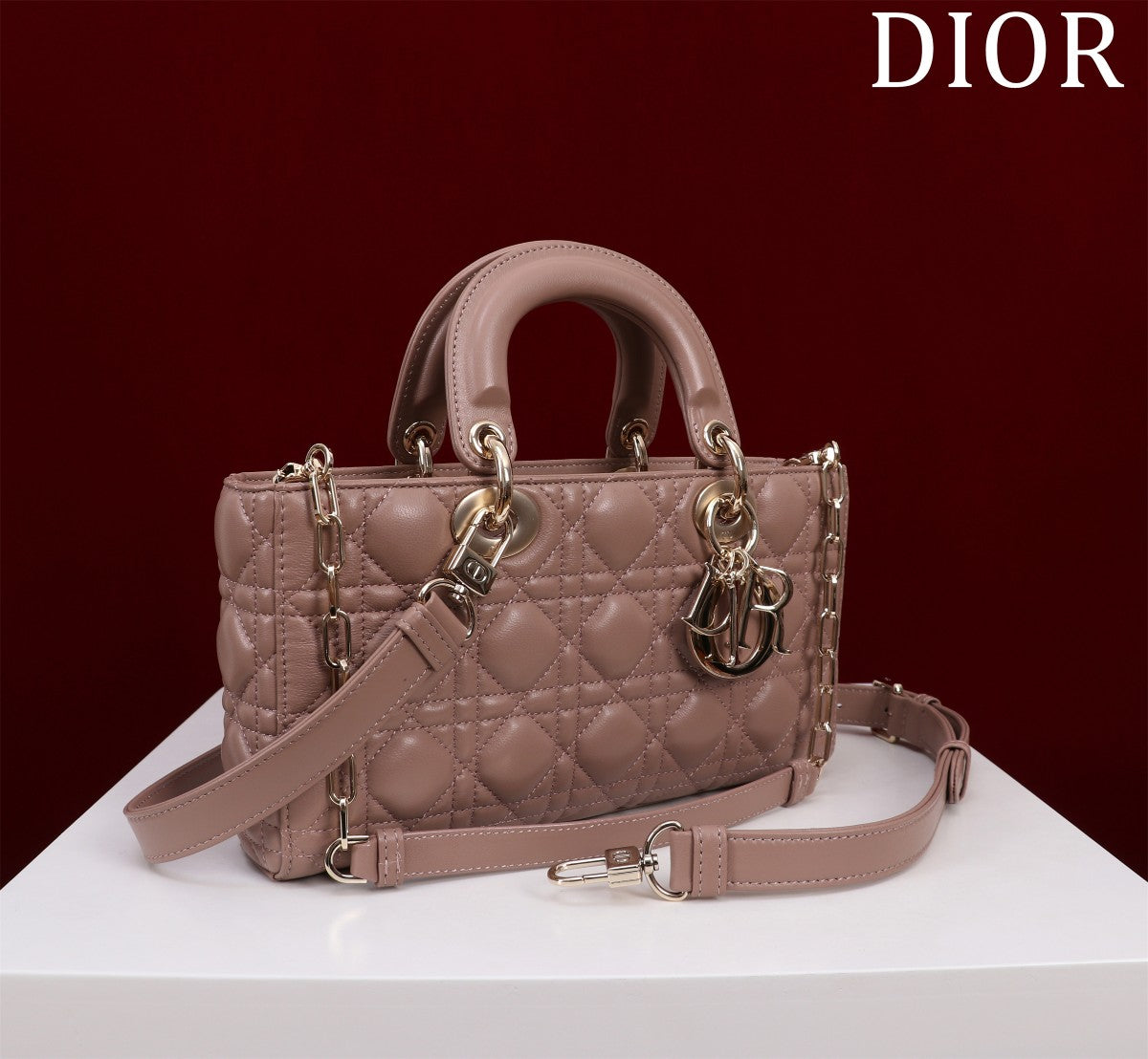 Luxury Diormedium lady d-joy 26 chocolate lambskin