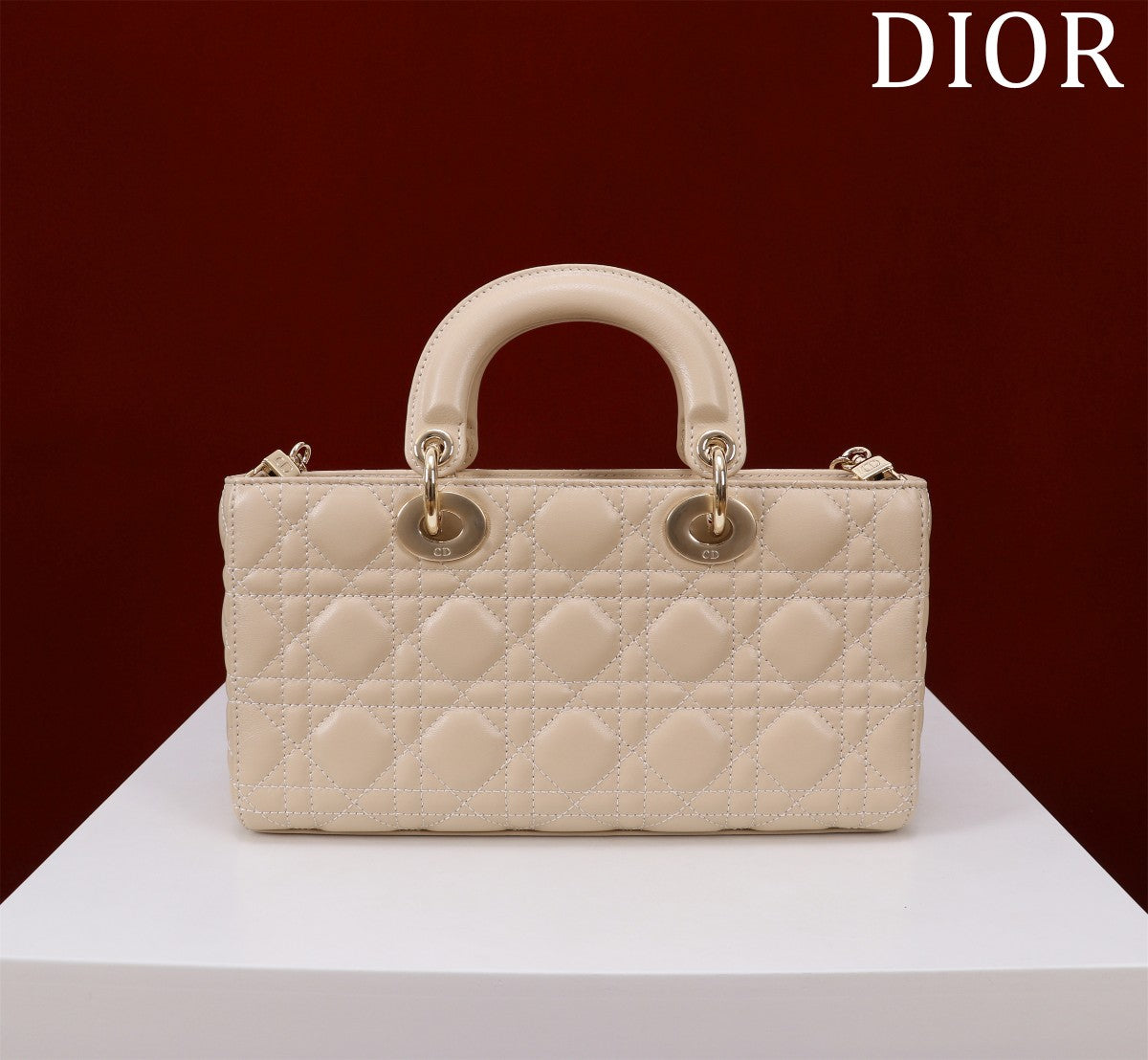 Luxury Diormedium lady d-joy 26 light beige lambskin