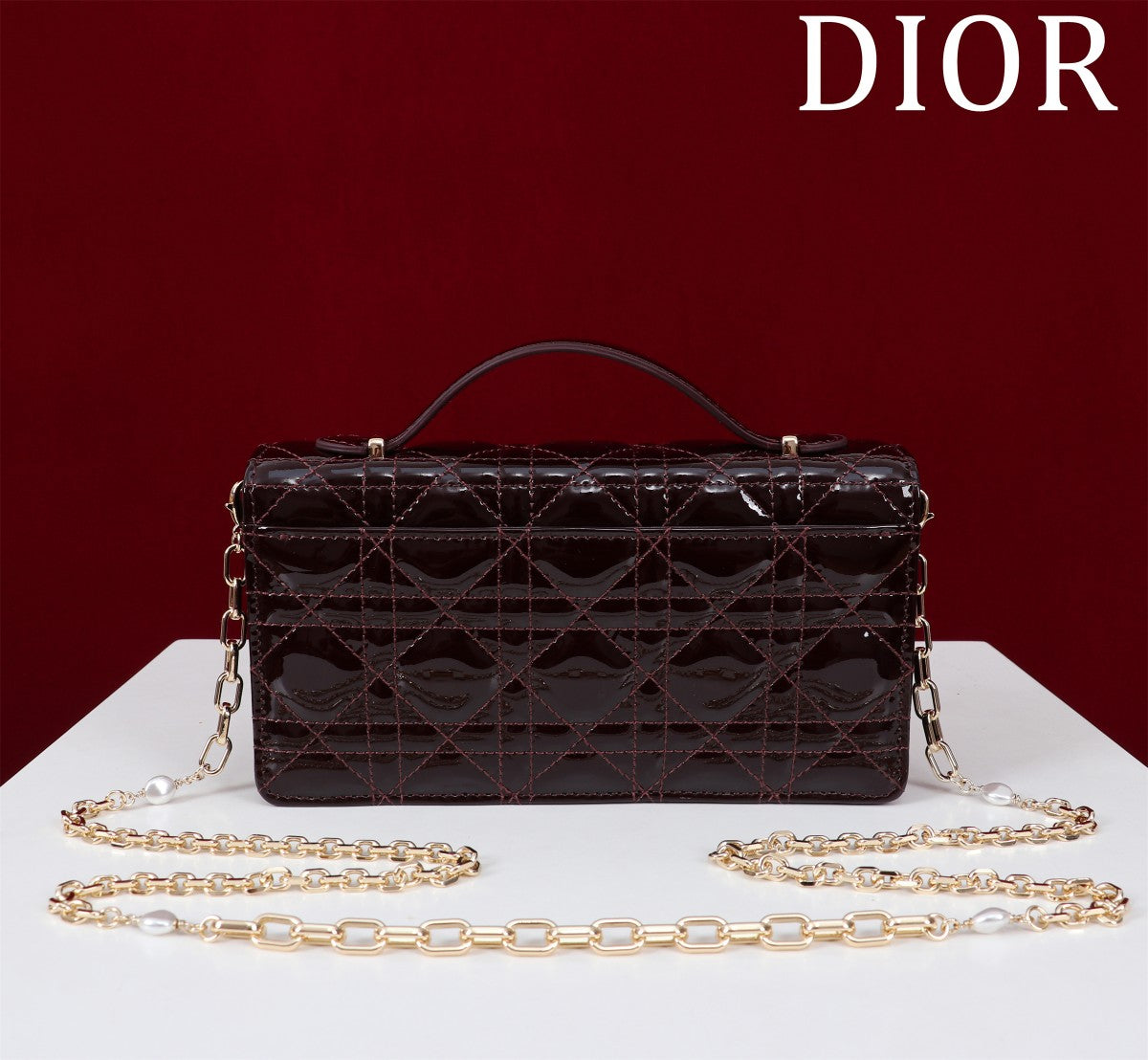 Luxury Diormy mini 21 wine red patent calfskin