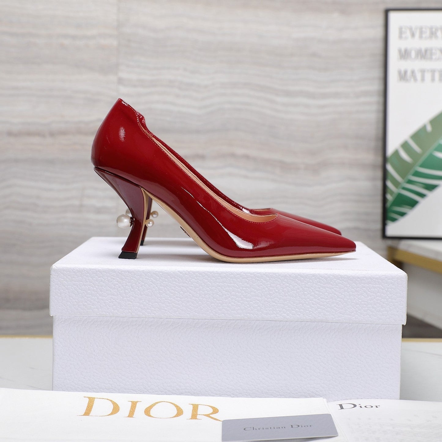 Luxury DiorTribales Pump 80mm Glossy Red Cowhide