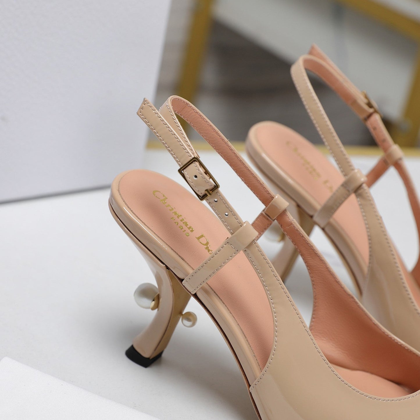 Luxury DiorTribales Slingback Pump Glossy Beige Cowhide
