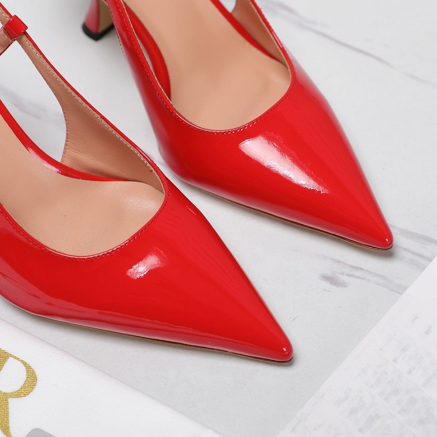 Luxury DiorTribales Slingback Pump Glossy Red Orange Cowhide
