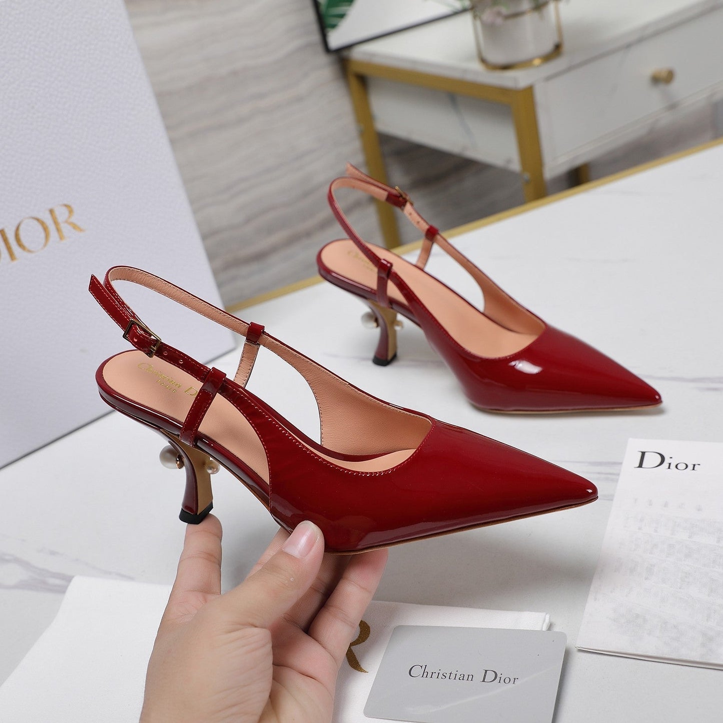 Luxury DiorTribales Slingback Pump Glossy Red Cowhide