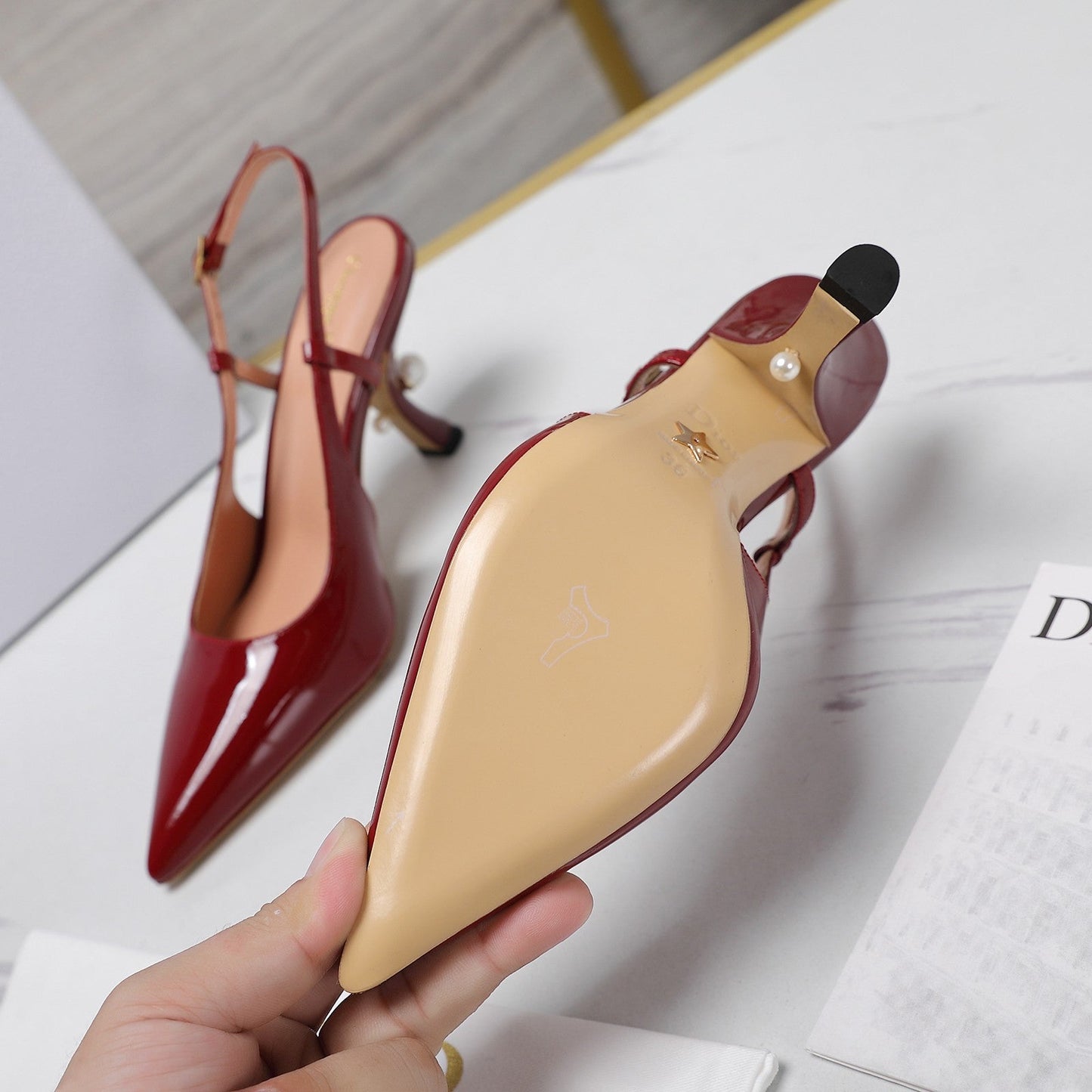Luxury DiorTribales Slingback Pump Glossy Red Cowhide