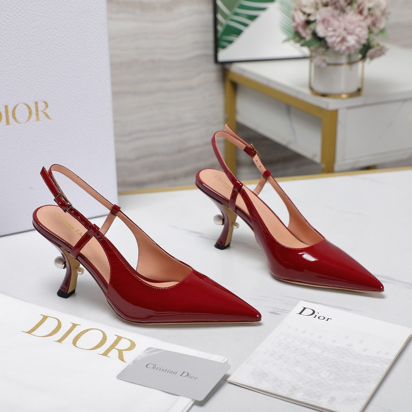 Luxury DiorTribales Slingback Pump Glossy Red Cowhide
