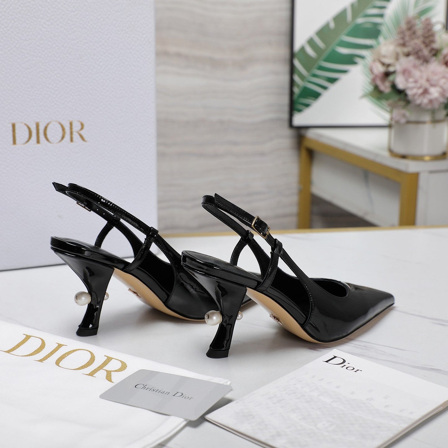 Luxury DiorTribales Slingback Pump Glossy Black Cowhide