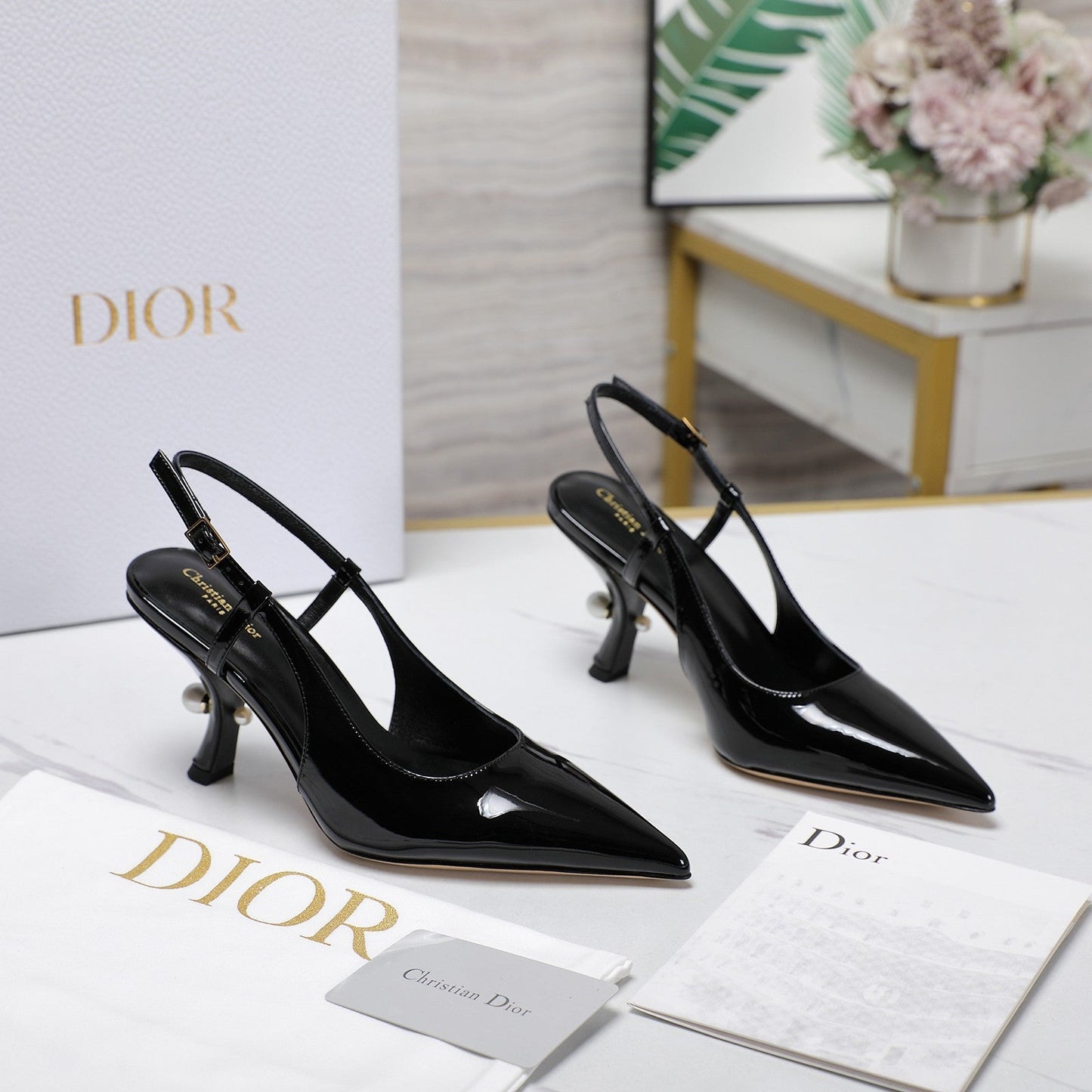 Luxury DiorTribales Slingback Pump Glossy Black Cowhide
