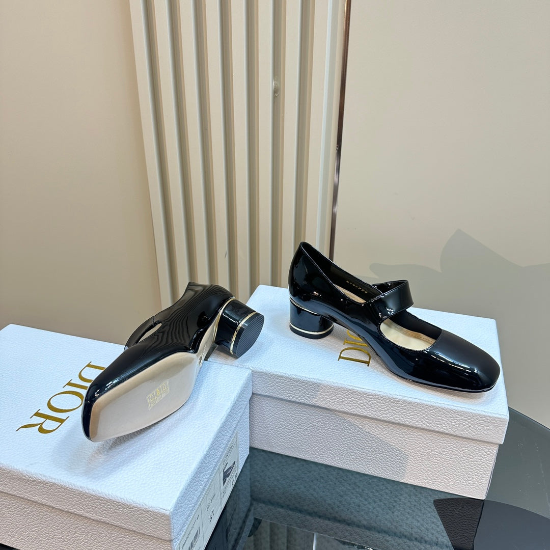 Luxury DiorMiss  Luxury DiorPump 40mm Glossy Black Cowhide