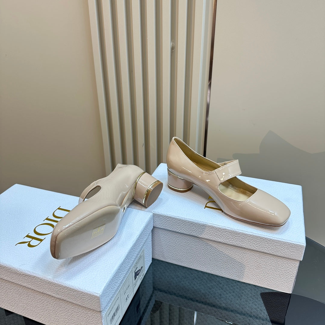 Luxury DiorMiss  Luxury DiorPump 40mm Glossy Beige Cowhide