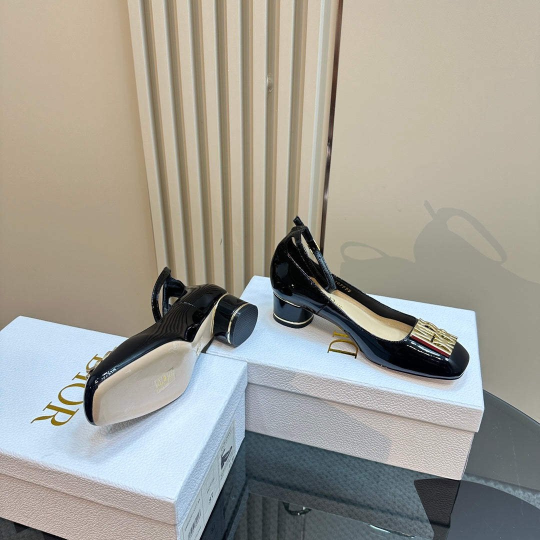 Luxury DiorMiss  Luxury DiorPump 40mm Glossy Black Lambskin