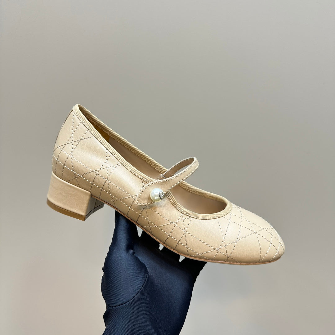 Luxury DiorBallet Pump Beige Soft Cowhide