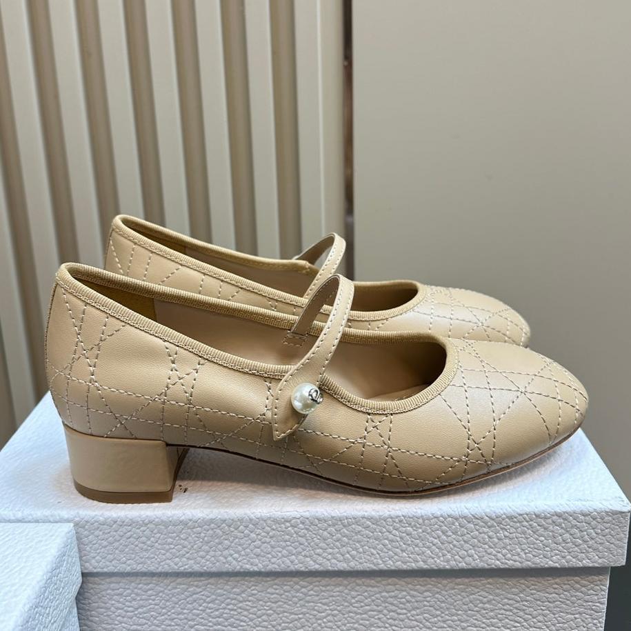 Luxury DiorBallet Pump Beige Soft Cowhide