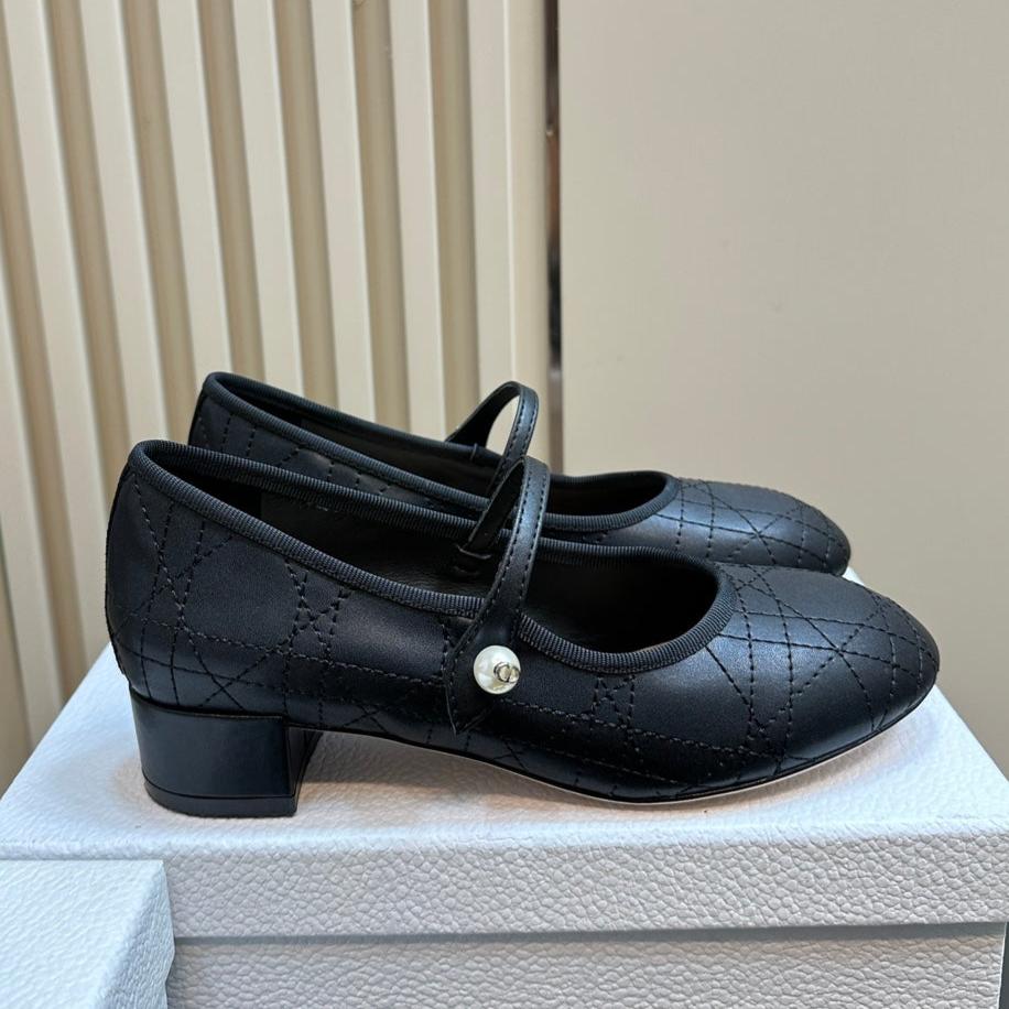 Luxury DiorBallet Pump Black Soft Cowhide