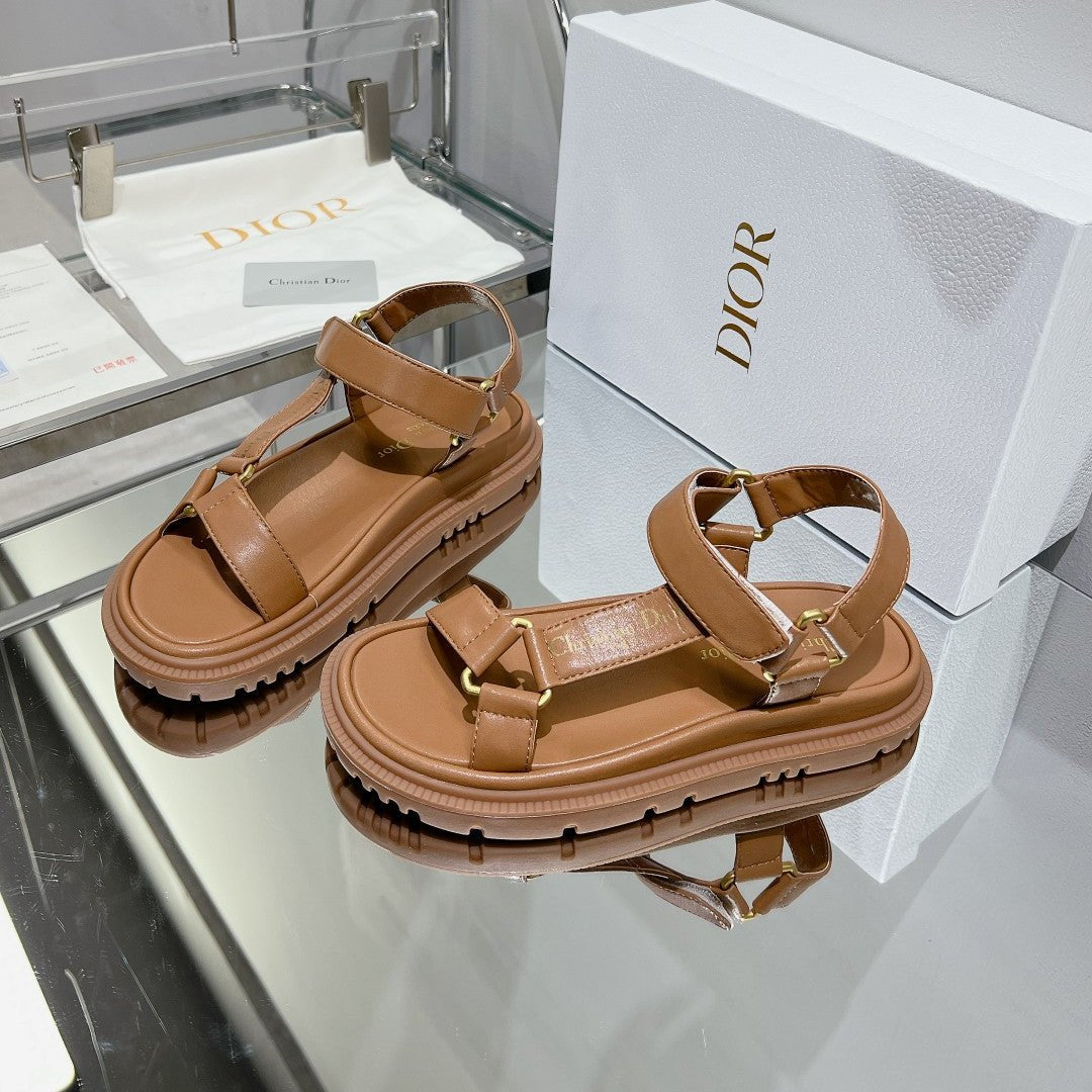 Luxury DiorD-Wave Sandal In Brown Cowhide 100751