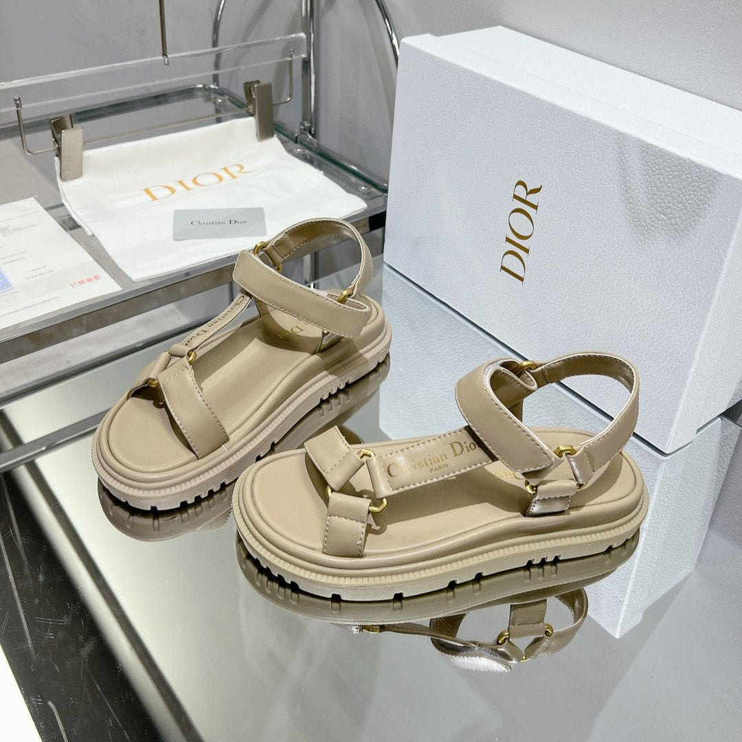 Luxury DiorD-Wave Sandal In Beige Cowhide 100753