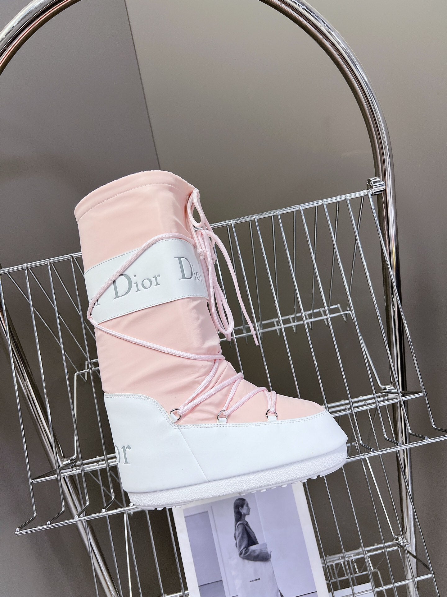 Luxury DiorShort Boots 60mm In Light Pink Cowhide 989714