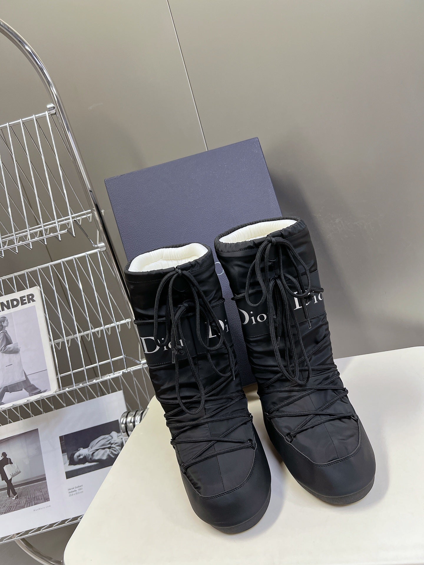 Luxury DiorShort Boots 60mm In Black Cowhide 989716