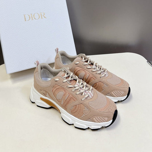 Luxury DiorChrono Sneaker In Nude Pink Mesh Fabric And Suede 989685