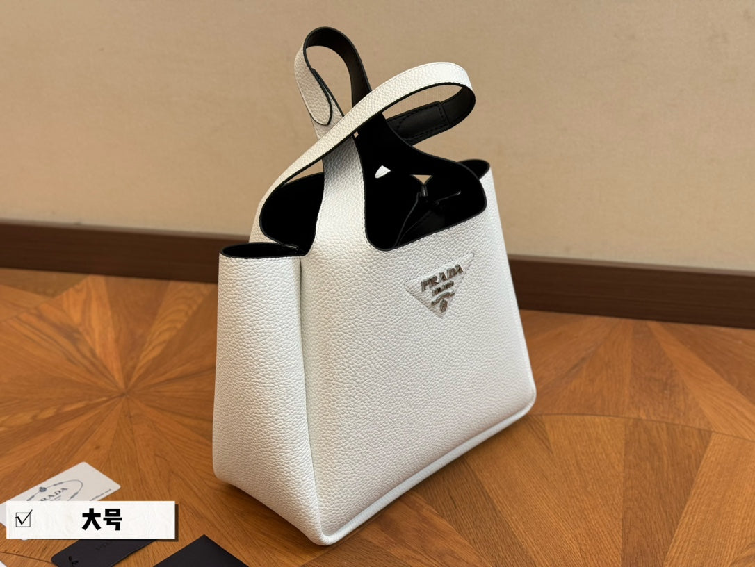 Luxury Prada25 BASKET BAG IN WHITE CALFSKIN