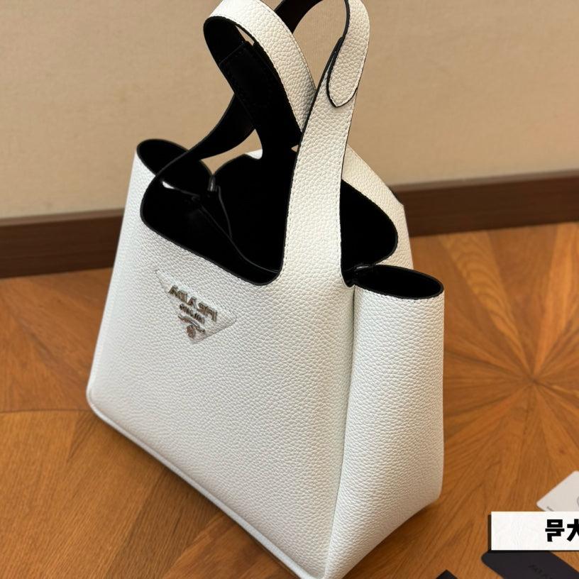 Luxury Prada25 BASKET BAG IN WHITE CALFSKIN