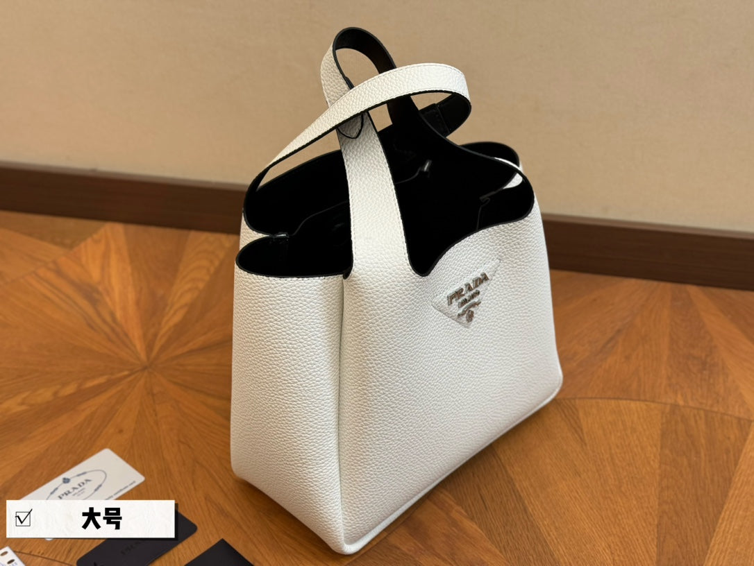 Luxury Prada25 BASKET BAG IN WHITE CALFSKIN