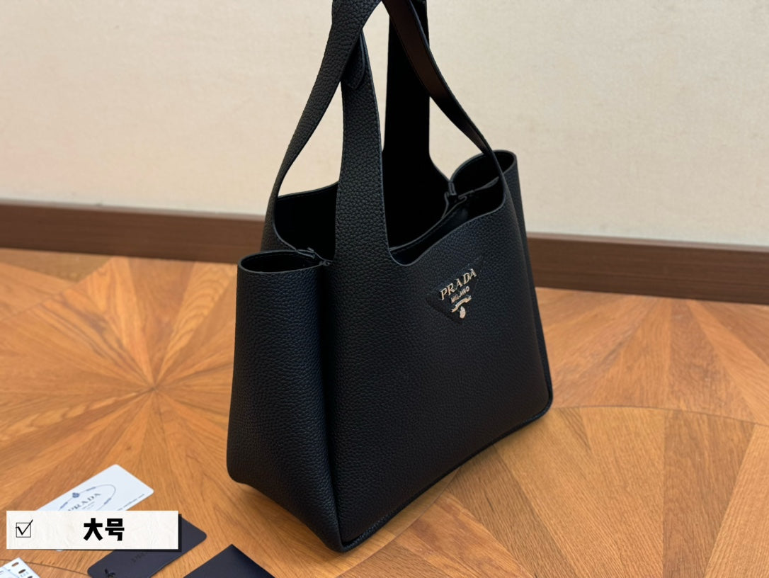 Luxury Prada25 BASKET BAG IN BLACK CALFSKIN