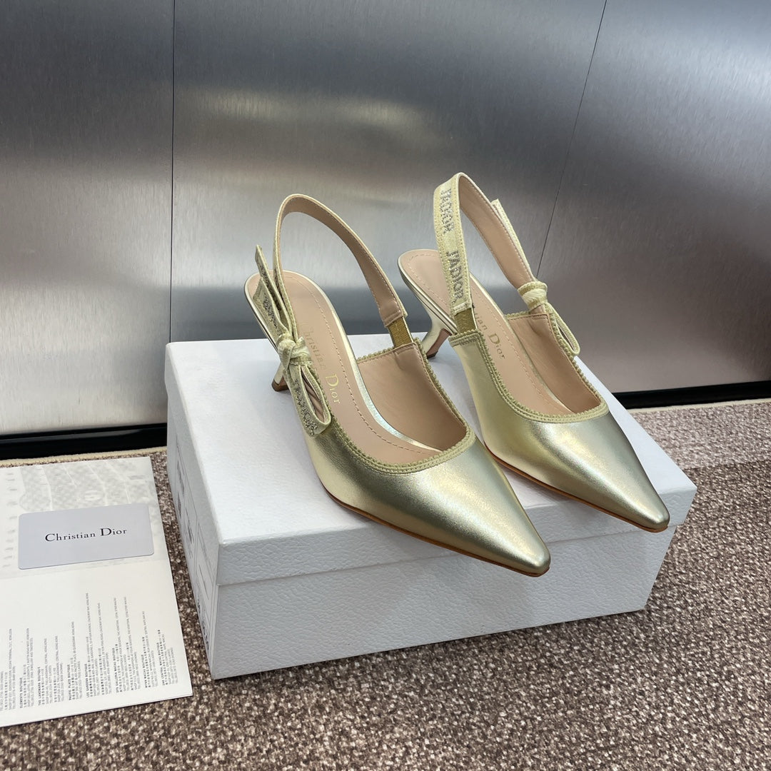 Luxury Diorslingback pump 65 gold green cakfskin